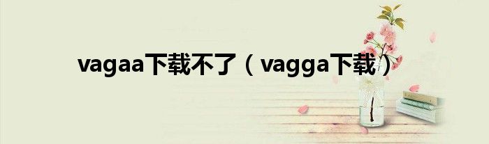 vagaa下载不了（vagga下载）