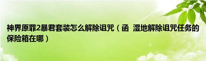 神界原罪2暴君套装怎么解除诅咒（函  湿地解除诅咒任务的保险箱在哪）