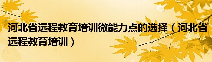 河北省远程教育培训微能力点的选择（河北省远程教育培训）