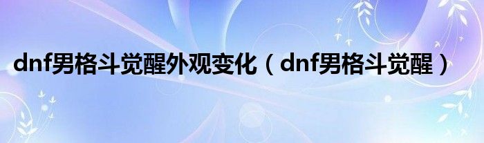 dnf男格斗觉醒外观变化（dnf男格斗觉醒）