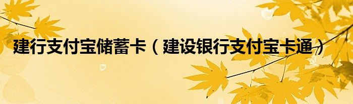 建行支付宝储蓄卡（建设银行支付宝卡通）