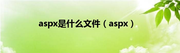 aspx是什么文件（aspx）