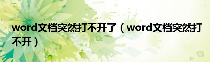 word文档突然打不开了（word文档突然打不开）