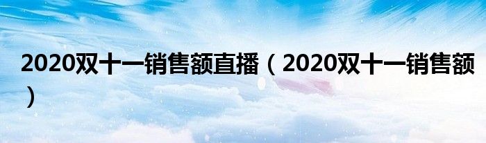 2020双十一销售额直播（2020双十一销售额）