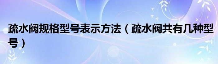 疏水阀规格型号表示方法（疏水阀共有几种型号）