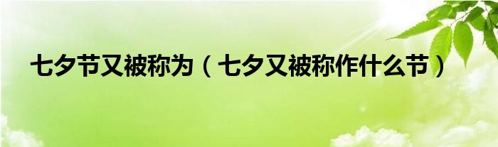 七夕节又被称为（七夕又被称作什么节）