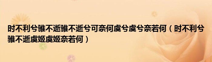 时不利兮骓不逝骓不逝兮可奈何虞兮虞兮奈若何（时不利兮骓不逝虞姬虞姬奈若何）