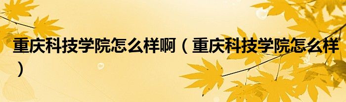 重庆科技学院怎么样啊（重庆科技学院怎么样）