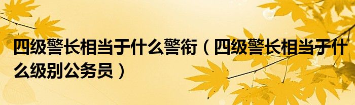 四级警长相当于什么警衔（四级警长相当于什么级别公务员）