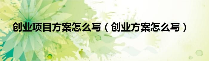 创业项目方案怎么写（创业方案怎么写）