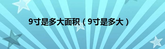 9寸是多大面积（9寸是多大）