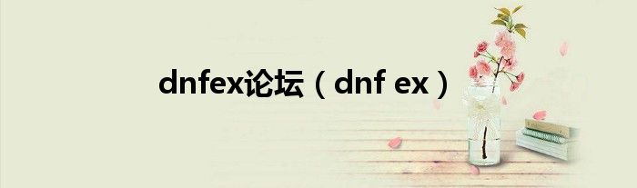 dnfex论坛（dnf ex）