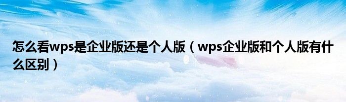 怎么看wps是企业版还是个人版（wps企业版和个人版有什么区别）