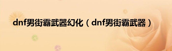 dnf男街霸武器幻化（dnf男街霸武器）