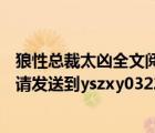 狼性总裁太凶全文阅读 小说（求 狼性总裁太凶 总裁太可怕 请发送到yszxy0322 163 com_360）