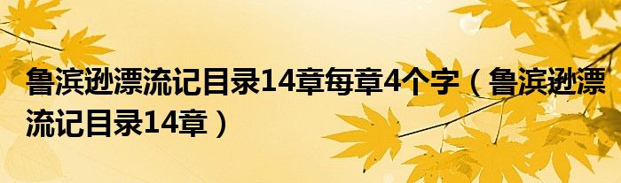 鲁滨逊漂流记目录14章每章4个字（鲁滨逊漂流记目录14章）