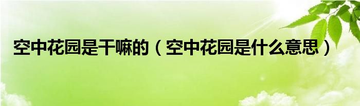 空中花园是干嘛的（空中花园是什么意思）