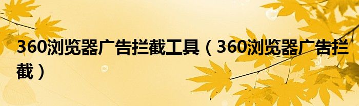 360浏览器广告拦截工具（360浏览器广告拦截）