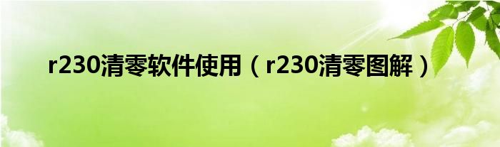 r230清零软件使用（r230清零图解）