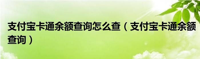 支付宝卡通余额查询怎么查（支付宝卡通余额查询）