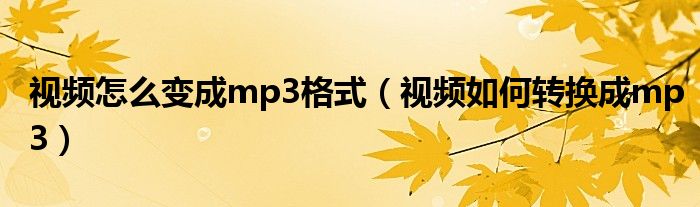 视频怎么变成mp3格式（视频如何转换成mp3）