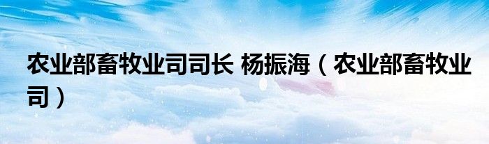 农业部畜牧业司司长 杨振海（农业部畜牧业司）