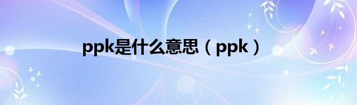 ppk是什么意思（ppk）