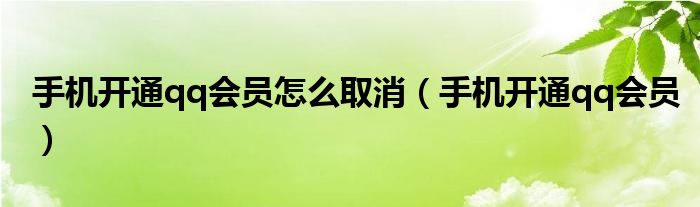 手机开通qq会员怎么取消（手机开通qq会员）