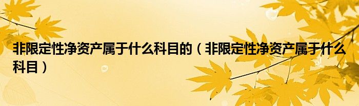 非限定性净资产属于什么科目的（非限定性净资产属于什么科目）