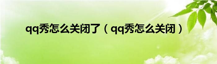 qq秀怎么关闭了（qq秀怎么关闭）