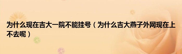 为什么现在吉大一院不能挂号（为什么吉大燕子外网现在上不去呢）