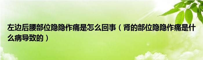 左边后腰部位隐隐作痛是怎么回事（肾的部位隐隐作痛是什么病导致的）