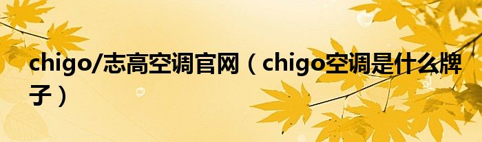 chigo/志高空调官网（chigo空调是什么牌子）