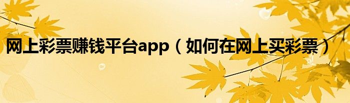 网上彩票赚钱平台app（如何在网上买彩票）