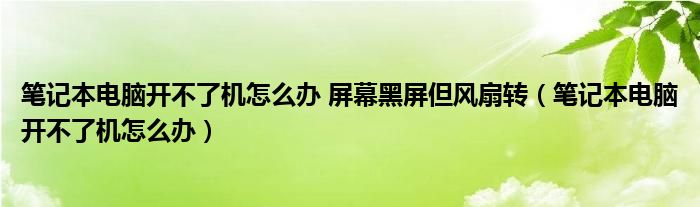 笔记本电脑开不了机怎么办 屏幕黑屏但风扇转（笔记本电脑开不了机怎么办）