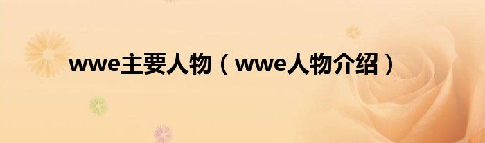 wwe主要人物（wwe人物介绍）