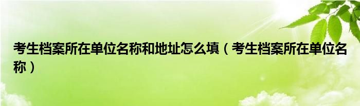 考生档案所在单位名称和地址怎么填（考生档案所在单位名称）