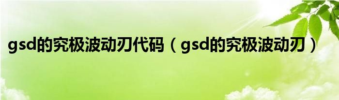 gsd的究极波动刃代码（gsd的究极波动刃）