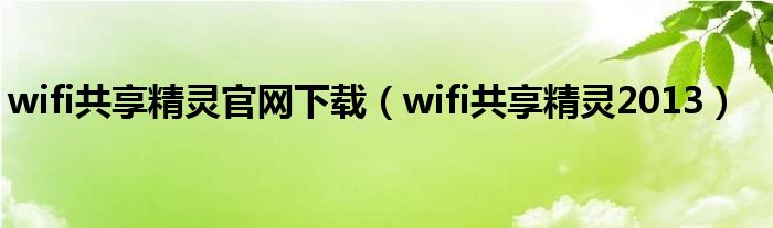 wifi共享精灵官网下载（wifi共享精灵2013）