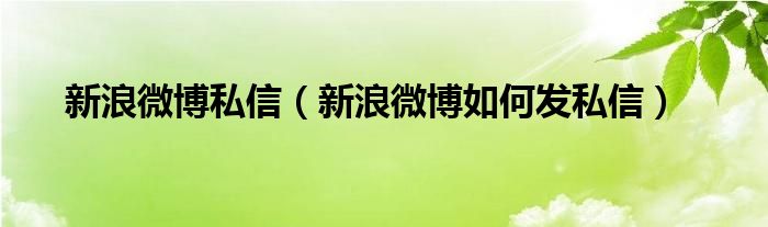 新浪微博私信（新浪微博如何发私信）