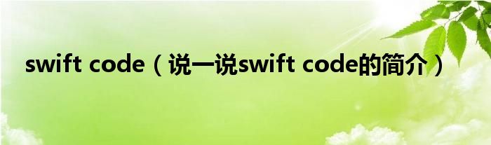 swift code（说一说swift code的简介）