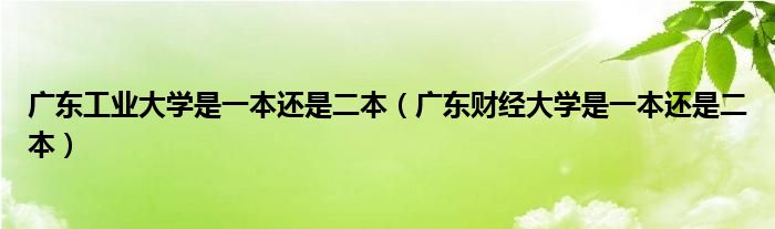 广东工业大学是一本还是二本（广东财经大学是一本还是二本）