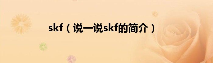 skf（说一说skf的简介）