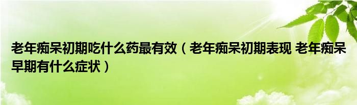 老年痴呆初期吃什么药最有效（老年痴呆初期表现 老年痴呆早期有什么症状）