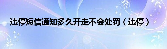 违停短信通知多久开走不会处罚（违停）