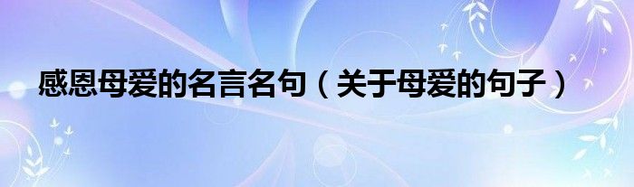 感恩母爱的名言名句（关于母爱的句子）