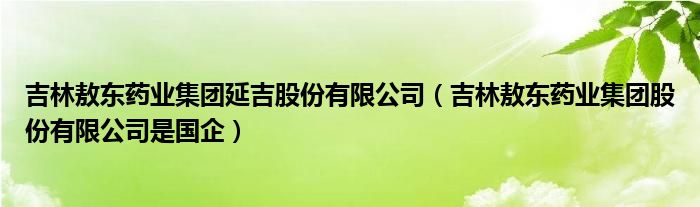 吉林敖东药业集团延吉股份有限公司（吉林敖东药业集团股份有限公司是国企）