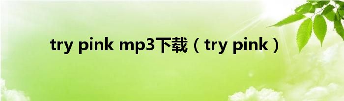 try pink mp3下载（try pink）