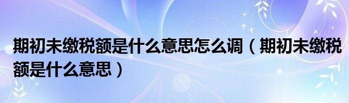 期初未缴税额是什么意思怎么调（期初未缴税额是什么意思）