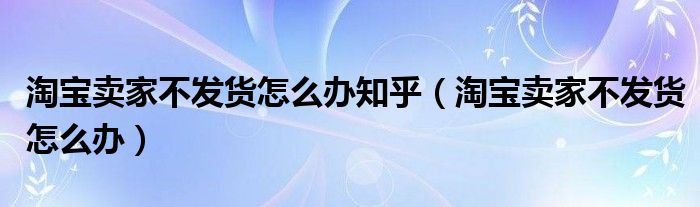 淘宝卖家不发货怎么办知乎（淘宝卖家不发货怎么办）